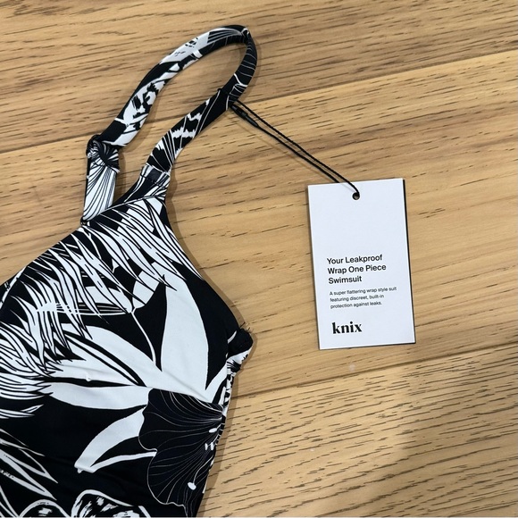 Knix - Leakproof Side-Tie One Piece Swimsuit - Hibiscus Heat - Medium - Picture 13 of 14